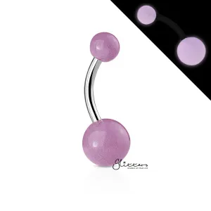 14GA Glow In The Dark Balls Belly Button Ring-Light Purple