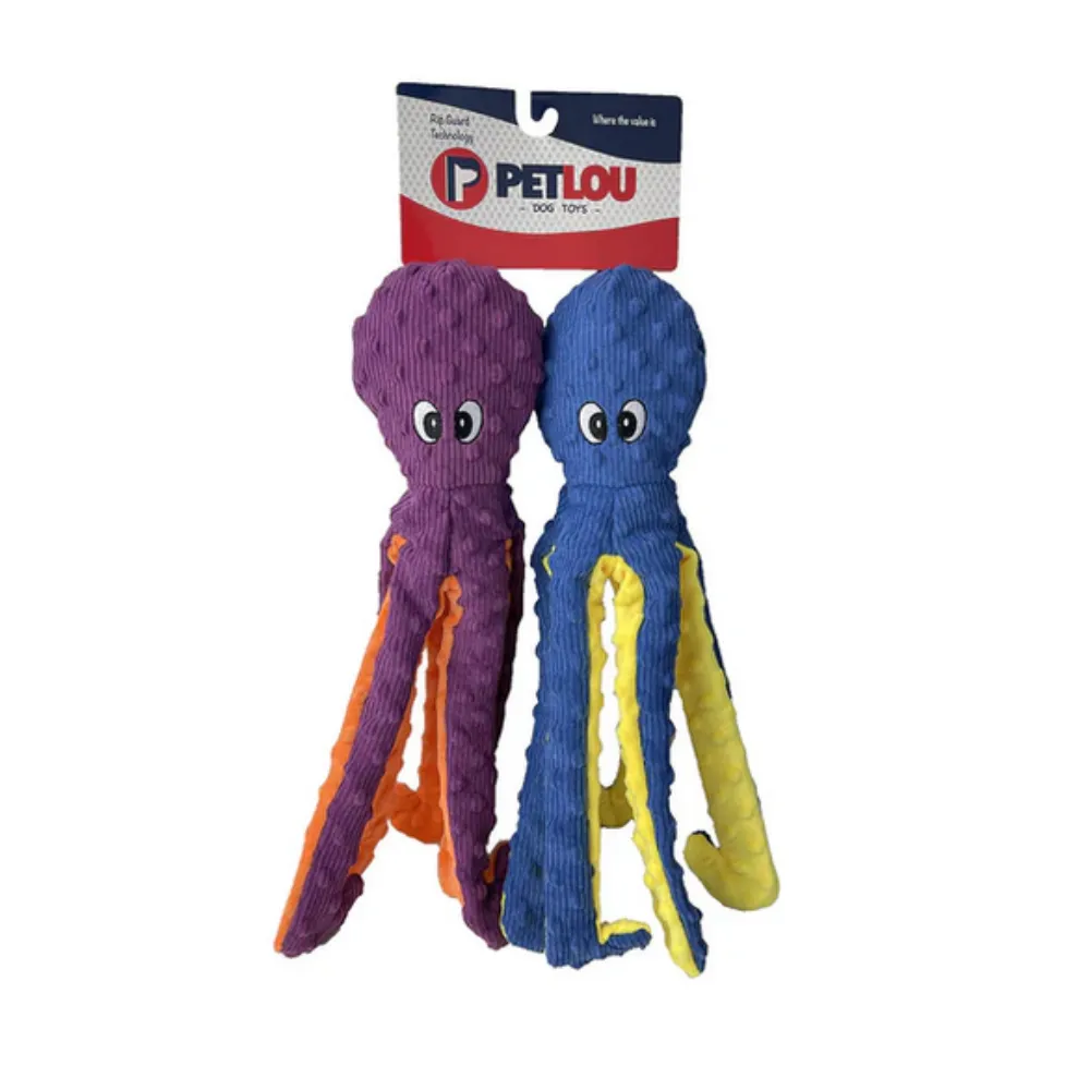 16" Octopus 2 pack Plush Dog Toy