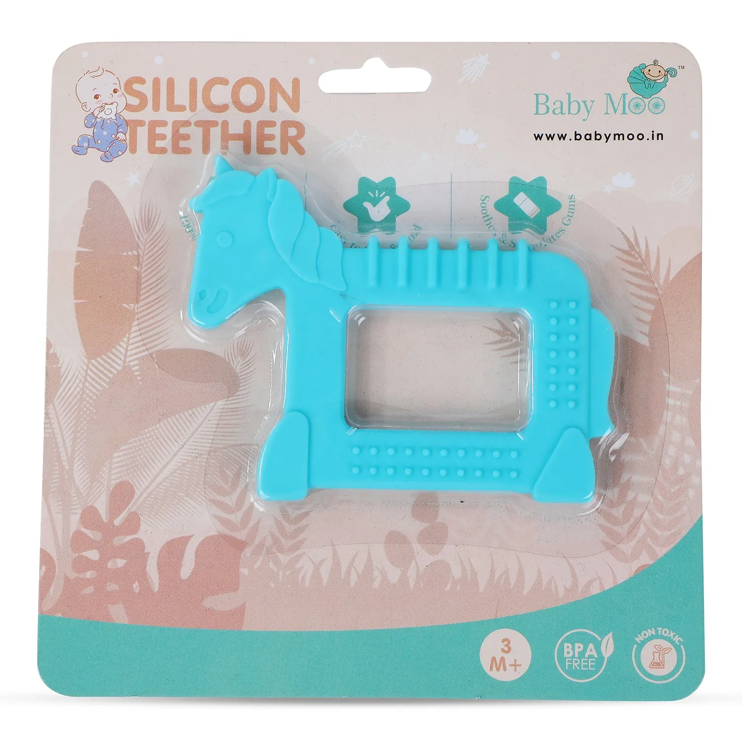 Baby Moo Unicorn Soothing Silicon Teether BPA And Toxin Free - Blue