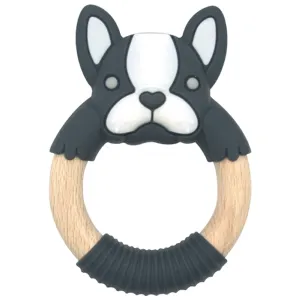 Baby Works Bibibaby Teething Ring - Boxer Frenchie (Charcoal and White)