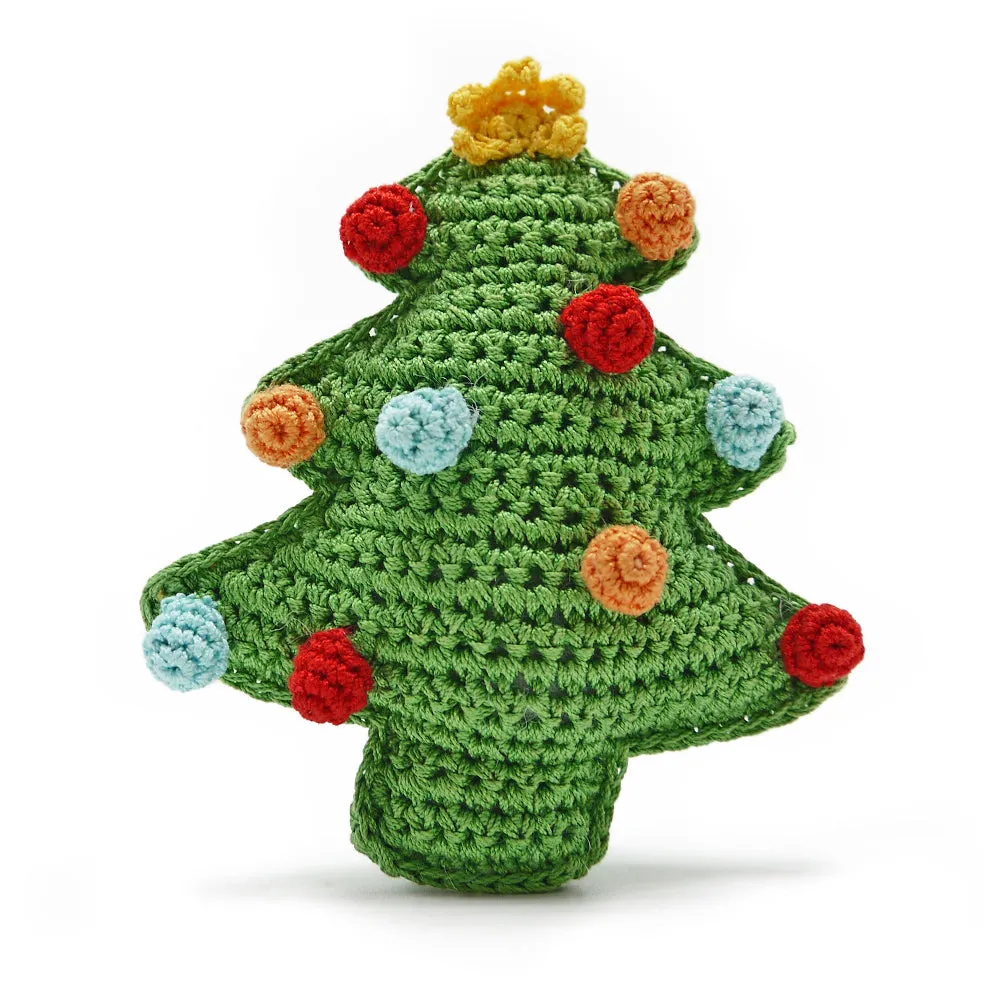 christmas tree knit squeaker toy