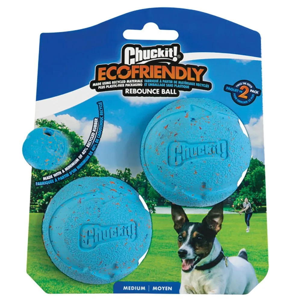 Chuckit Rebounce Recycled Rubber Ball Medium Dog Toy 2 Pack