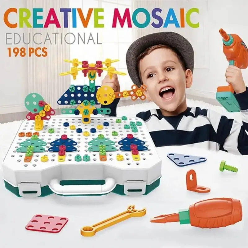 Creative Mosaic Educational Drill Puzzle Briefcase - 198 pieces