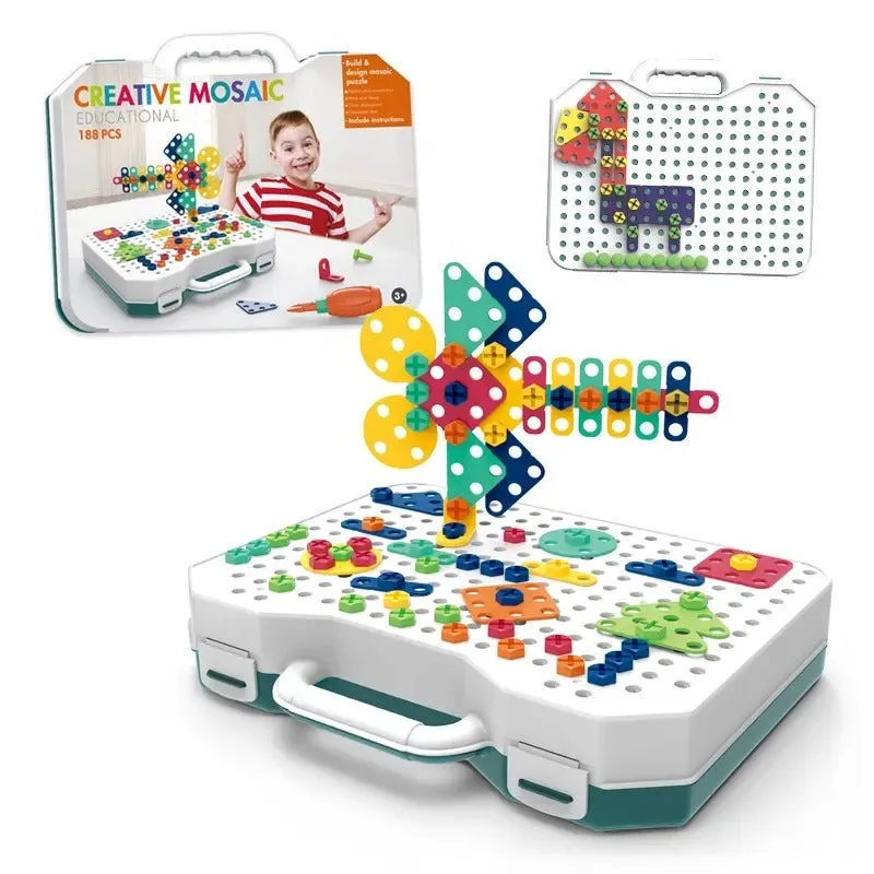 Creative Mosaic Educational Drill Puzzle Briefcase - 198 pieces