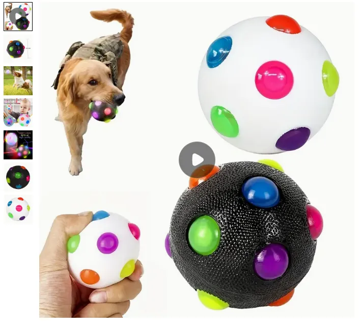 Dog Flashing Elastic Ball Toy Dog Interactive Toy Luminous Ball Toy For Dog Chasing Toy Dog Chew To