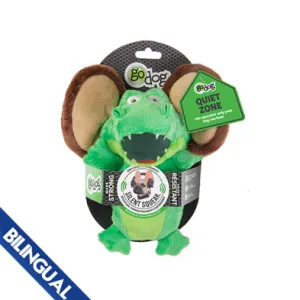 goDog® Silent Squeak™ Flips Gator Monkey Large Dog Toy (NEW)