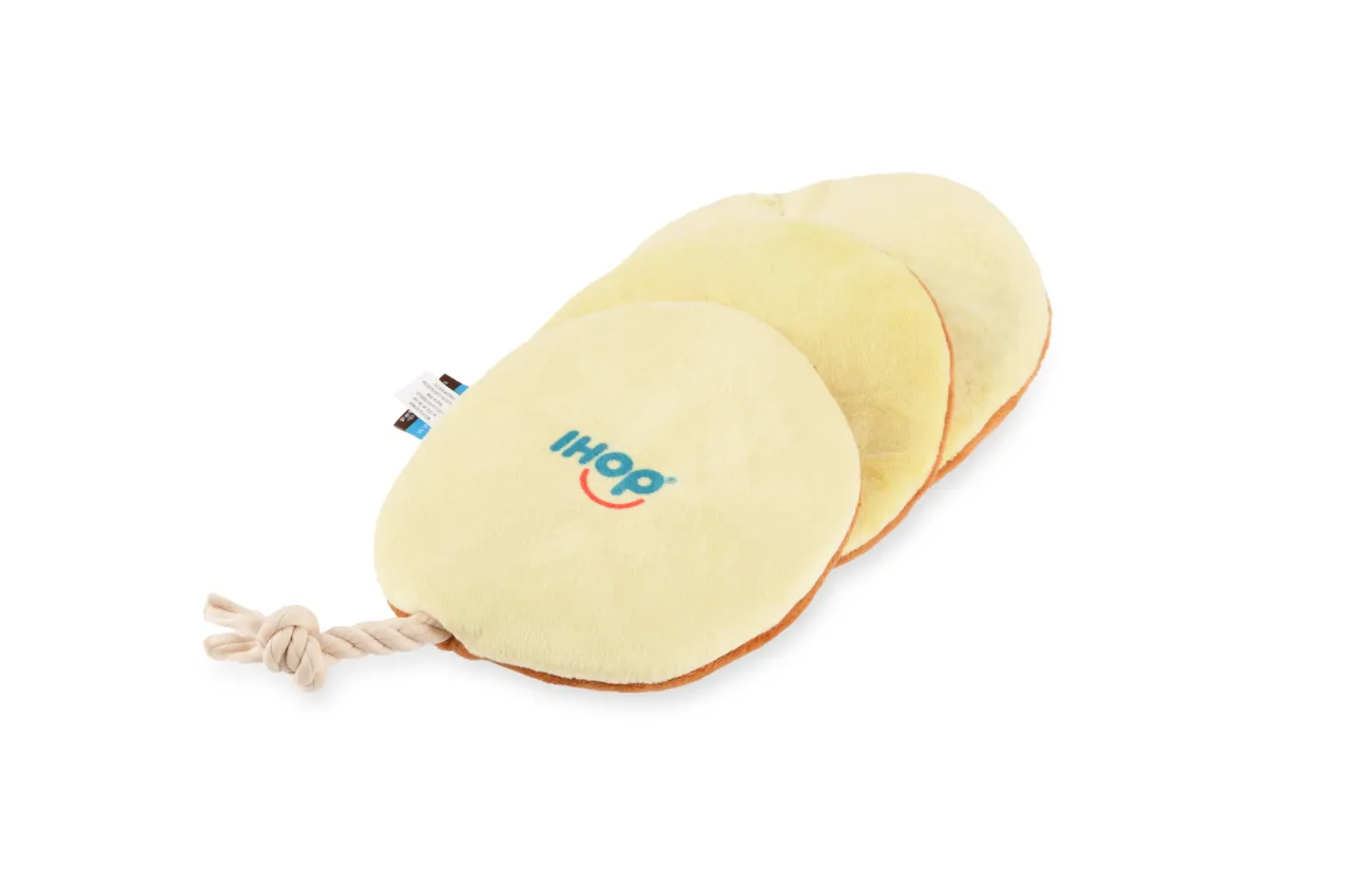 IHOP x P.L.A.Y. Squeaky Plush Dog toys, Pancake Pup Stack