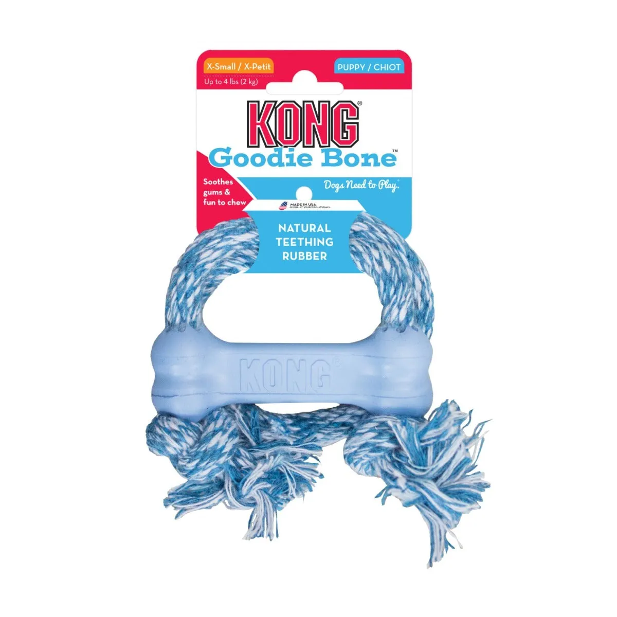 KONG Dog Toy - Puppy Goodie Bone with Rope (1 Size)