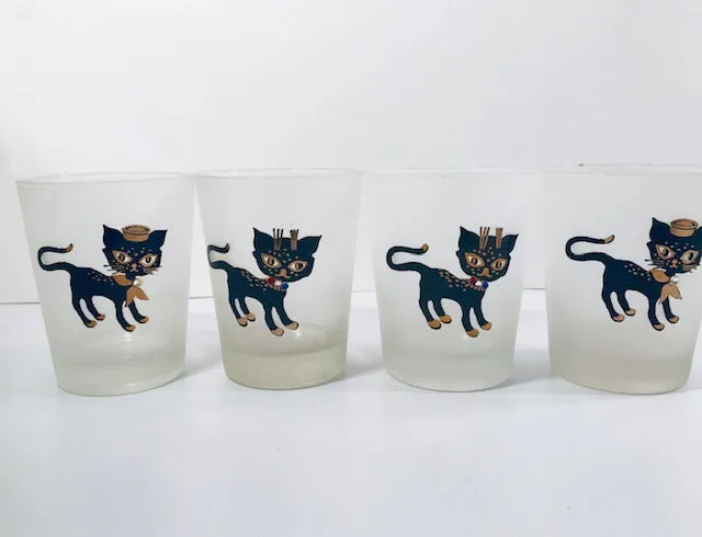 Maida Amour Hipster Siamese Kitten Double Old Fashion Glasses (Set of 4)