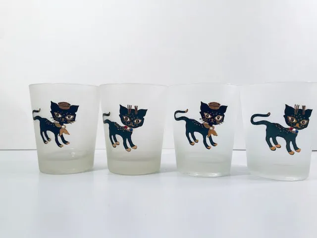 Maida Amour Siamese Hipster Kitten Double Old Fashion Glasses (Set of 4)