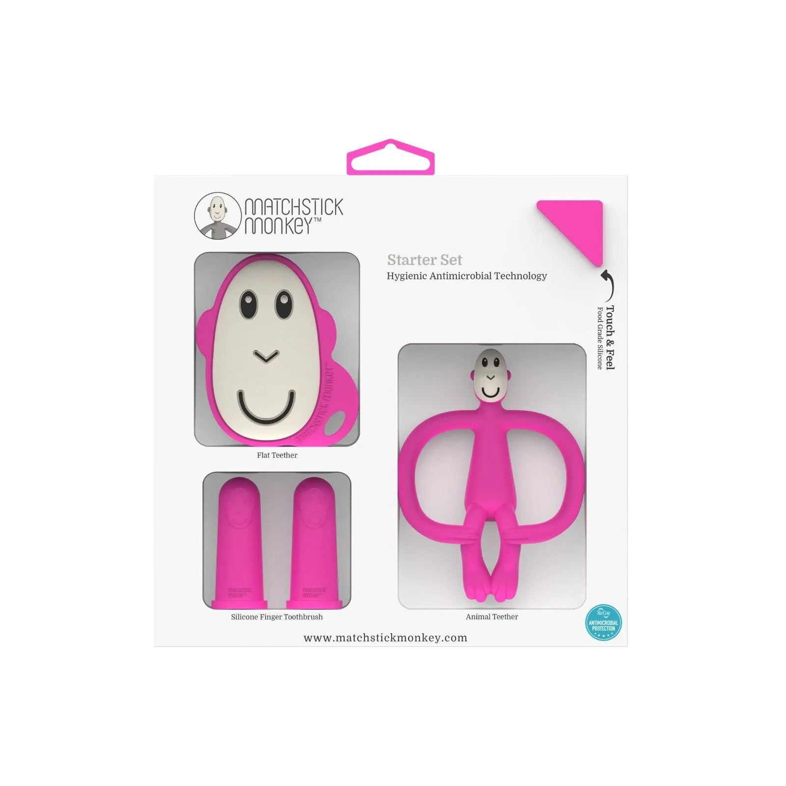 Matchstick Monkey Monkey Teething Starter Set - Pink