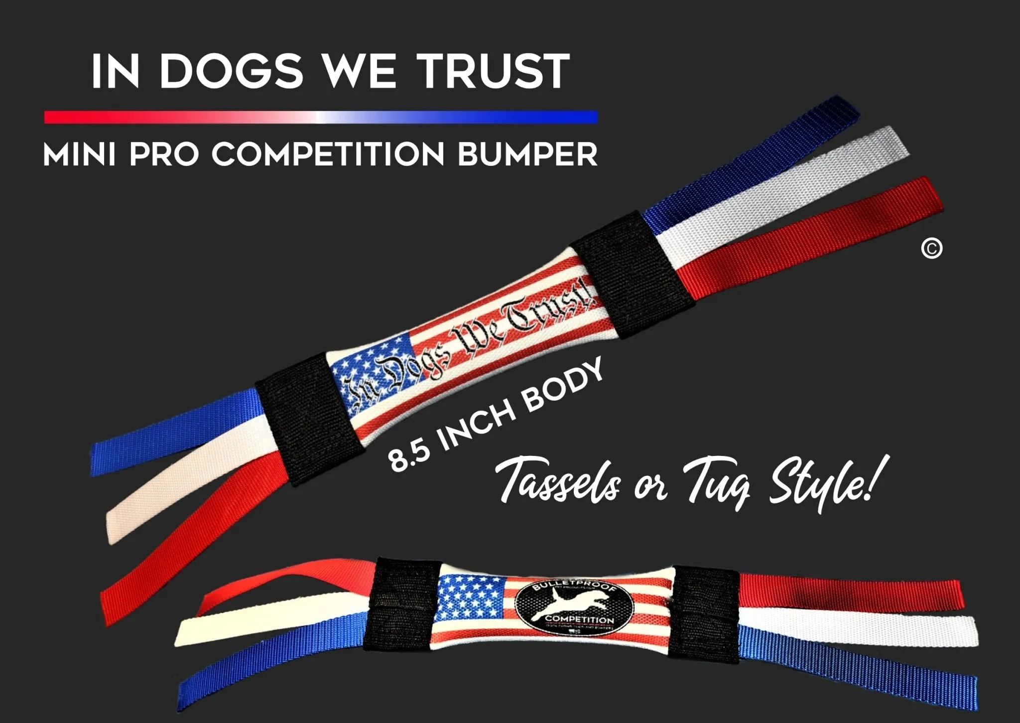 Mini Dock Diving Bumper Tug - Competition Series - USA Flag In Dogs We Trust