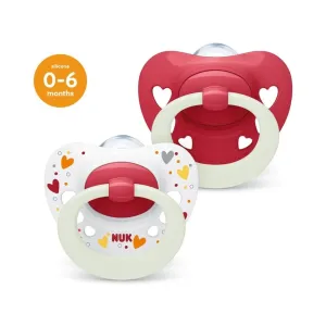 NUK Signature Night Pink Silicone Soothers, 0-6 Months