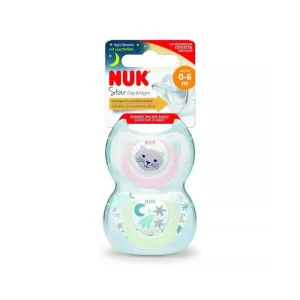 NUK Star Day & Night Soother 0-6 months 2 pcs - Pink