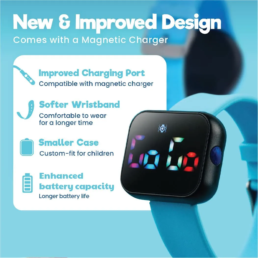 Potty Training Watch for Kids V2 – a Water Resistant Potty Reminder Device for Boys & Girls to Train Your Toddler with Fun/Musical & Vibration Interval Reminder with Potty Training Ebook (Sky)