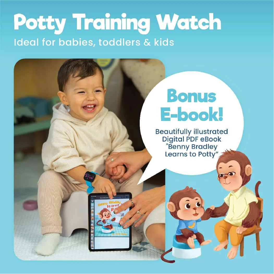 Potty Training Watch for Kids V2 – a Water Resistant Potty Reminder Device for Boys & Girls to Train Your Toddler with Fun/Musical & Vibration Interval Reminder with Potty Training Ebook (Sky)