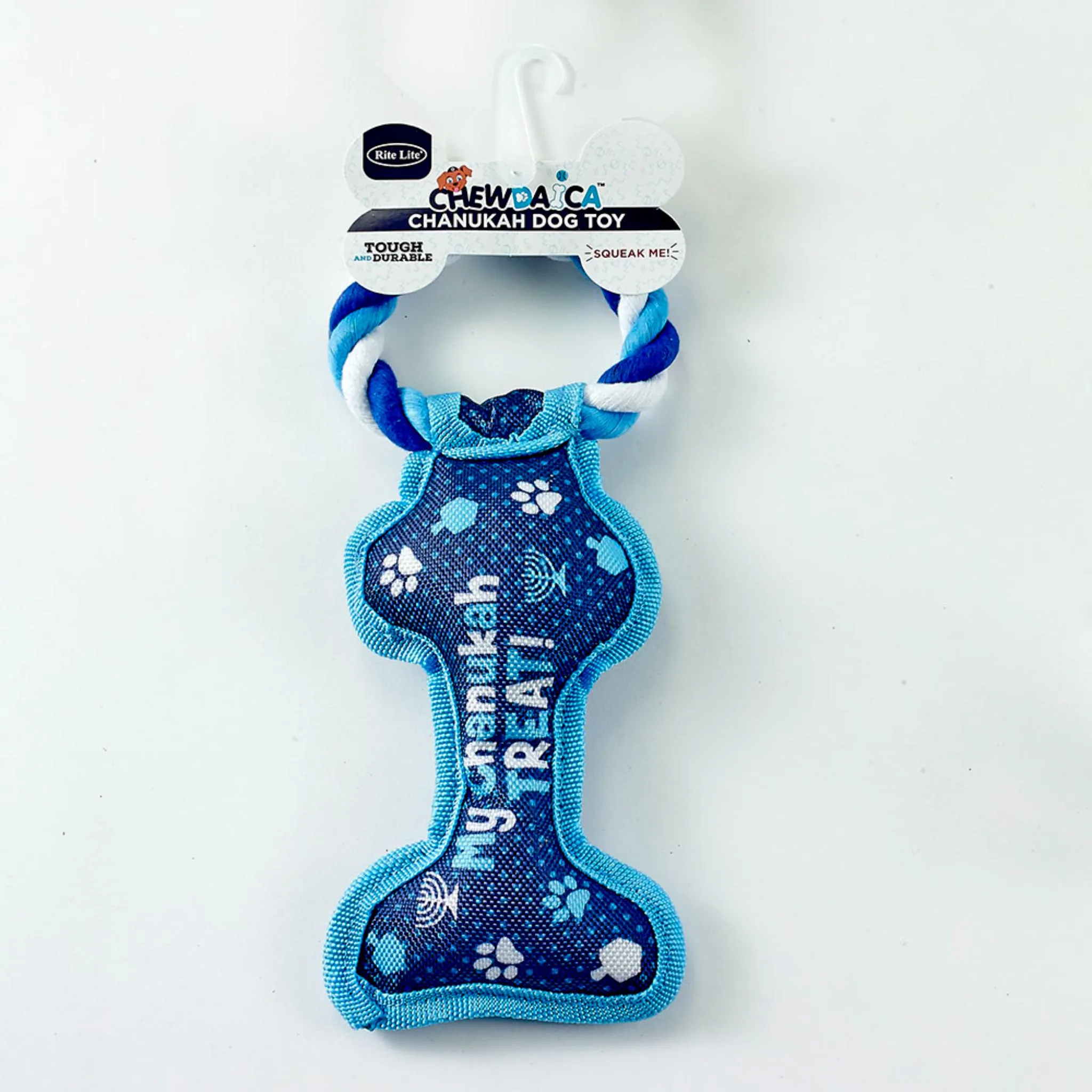 "Chewdaica"™ Chanukah Bone Squeaky Dog Toy