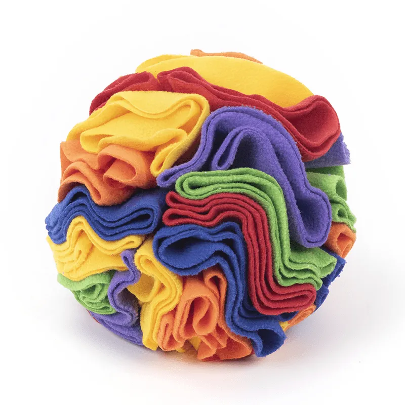 Rainbow Fleece Dog Snuffle Ball Dog Toy