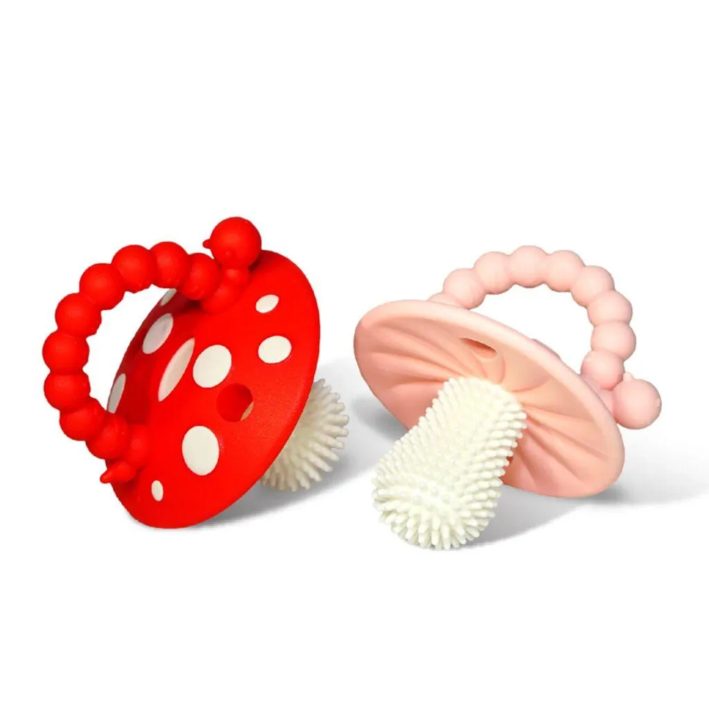 RaZBaby Chompy Mushroom Silicone Teether (2 Pack)