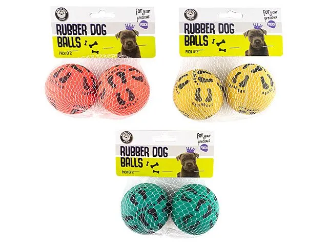 Rubber Bouncy Dog Balls - Set of 2