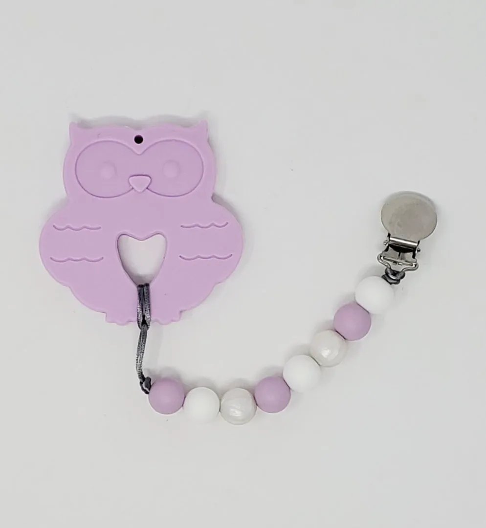 Silicone Teether Clip - Owl