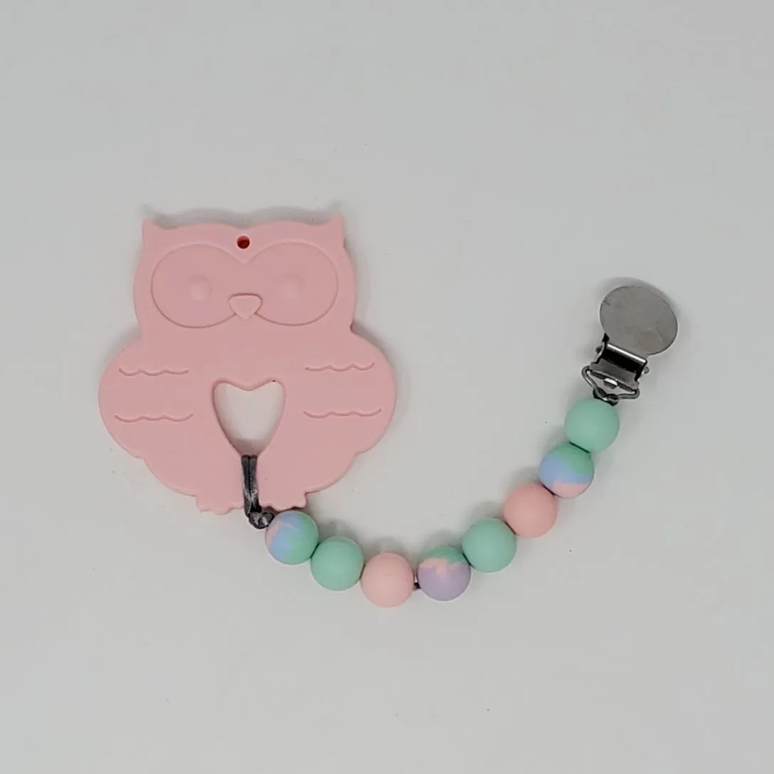 Silicone Teether Clip - Owl