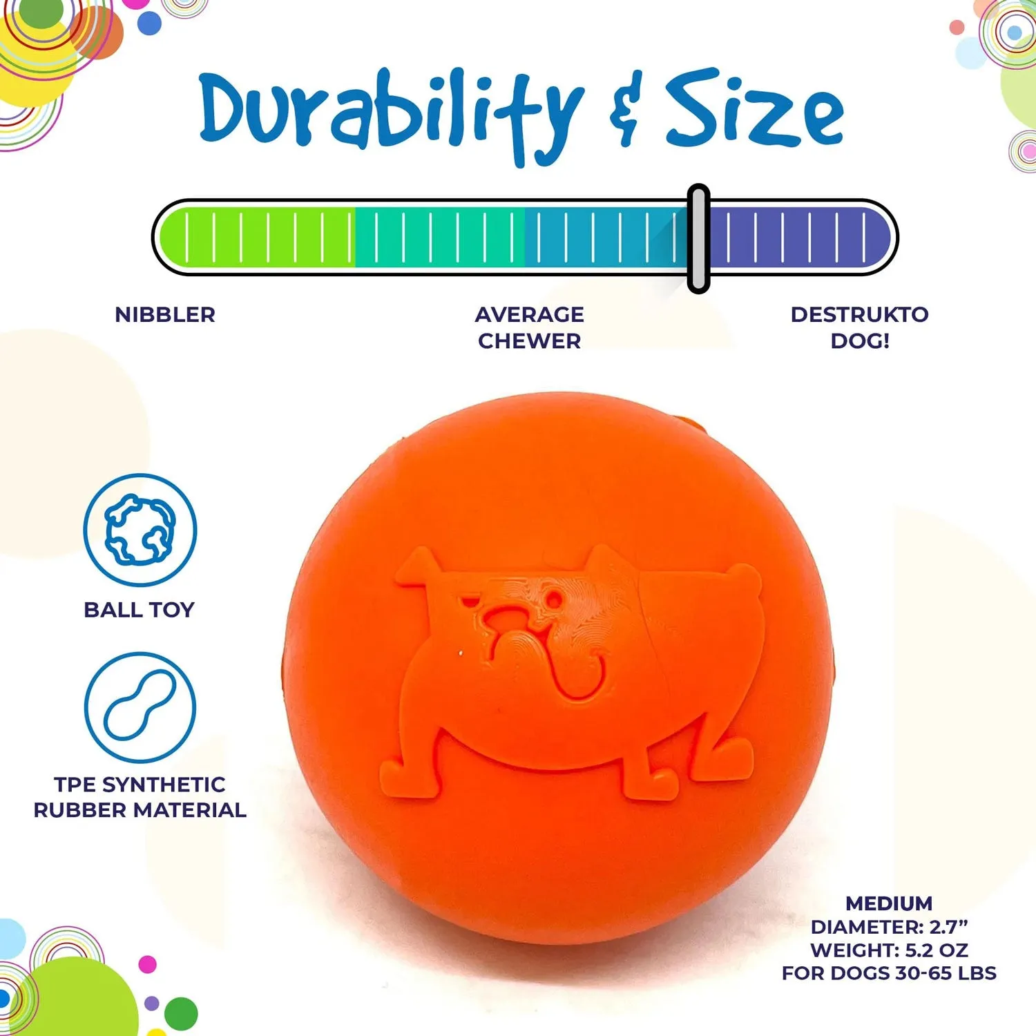 Soda Pup Smile Ultra Durable Rubber Ball